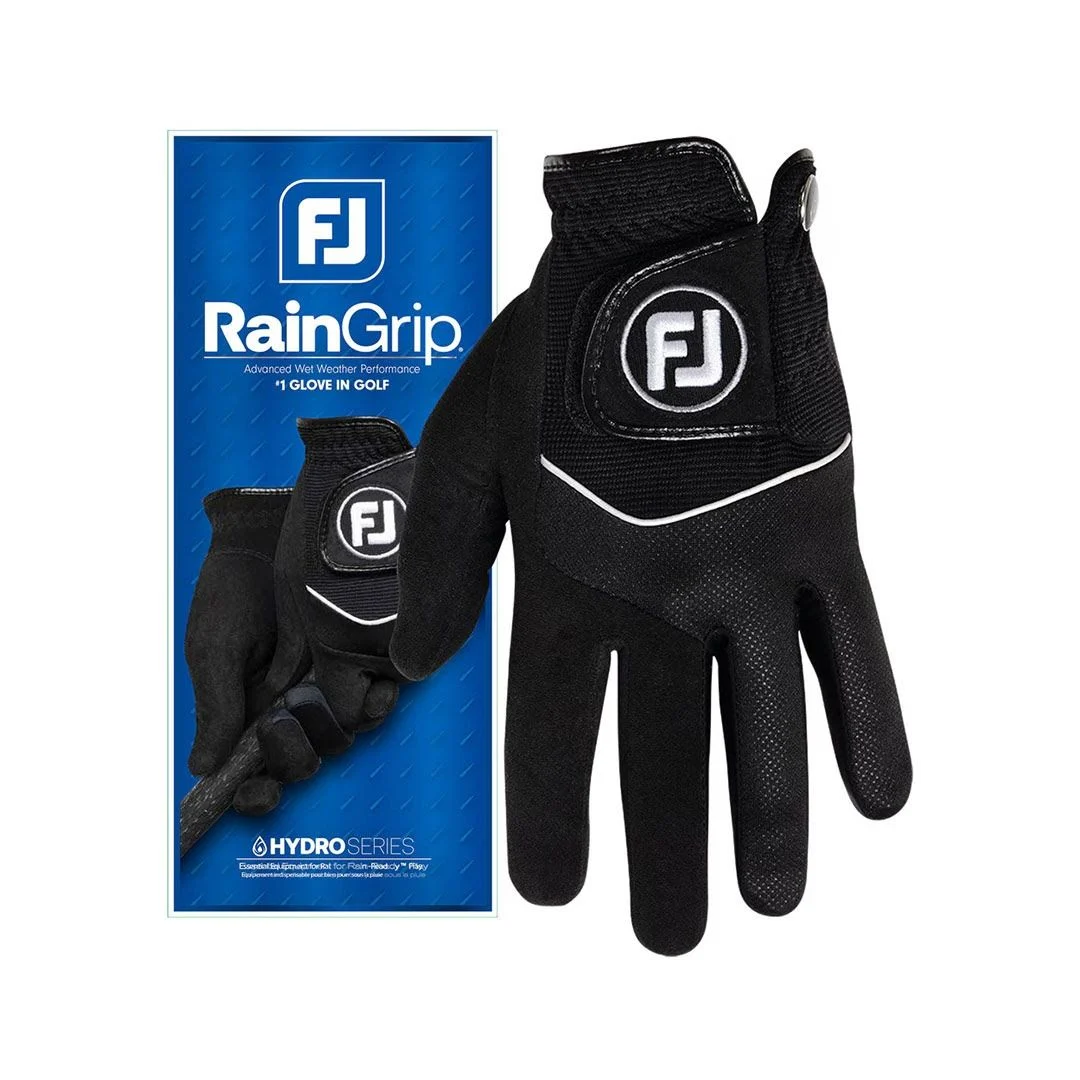 FootJoy Men's Rain Grip Golf Glove - Right Hand - Black/Assorted - Image 4