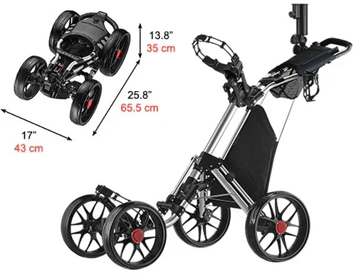 Greg Norman ONE Pro One-Click Folding 4-Wheel Golf Push Trolley - Image 4