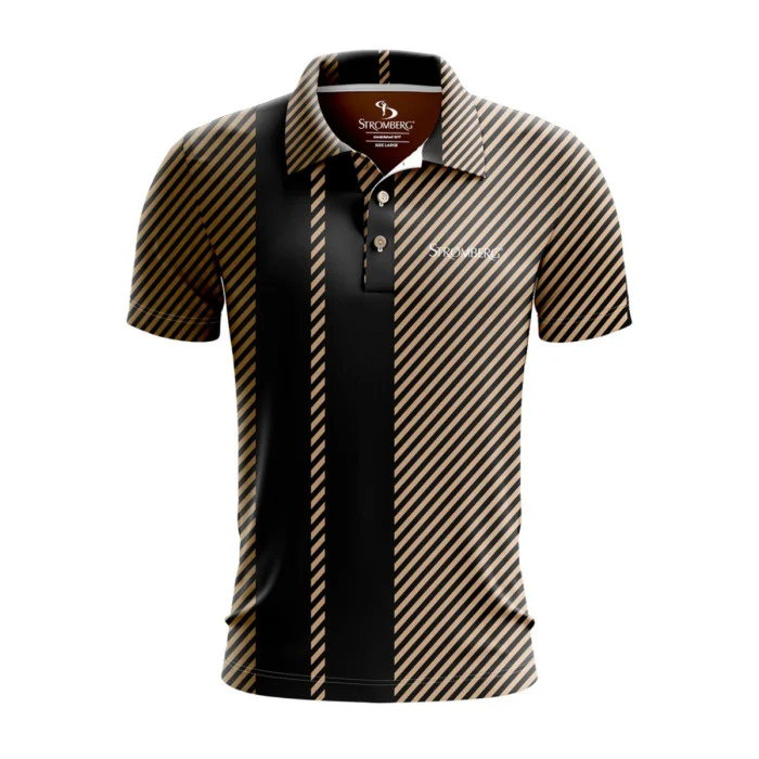 Stromberg Noir Gold Stripe Performance Golf Polo Black/Gold