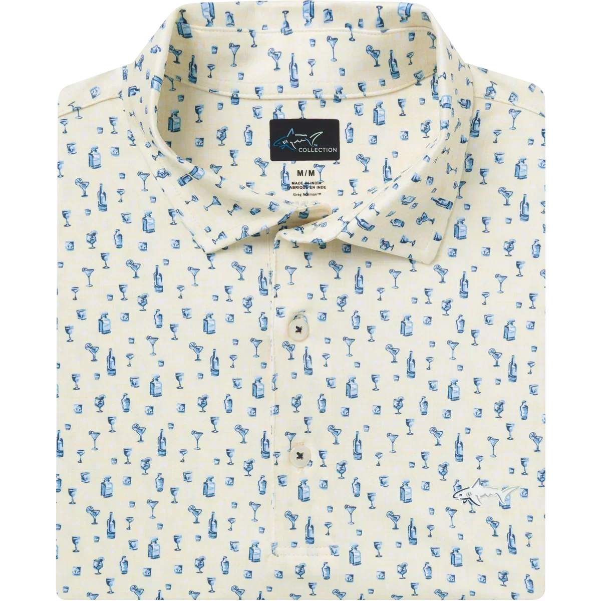 Greg Norman Men's ML75 Aloha Hour Polo Tshirt (US Size) Lemon Shark